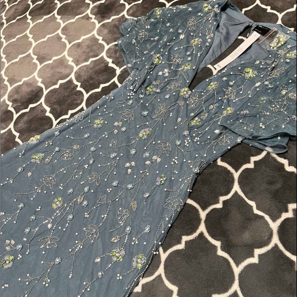 Blue Beaded Maxi Asos Dress